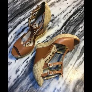 Sam Edelman brown wedge heels EUC